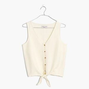 Madewell Texture & Thread Button Front Tie Tank